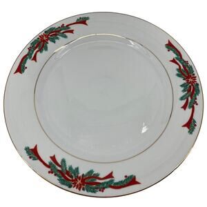 3 sets of Poinsettia & Ribbon Christmas salad plates